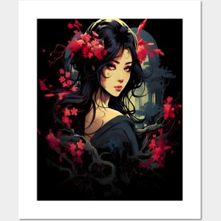 Artistic Fusion: Japanese Anime Gothic Girl Design Posters and Art